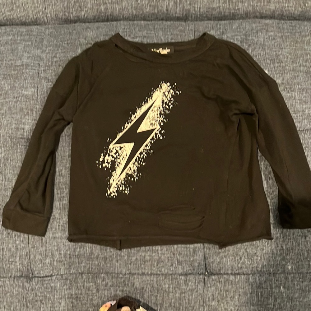 Miss Popular girls lightning bolt ripped shirt